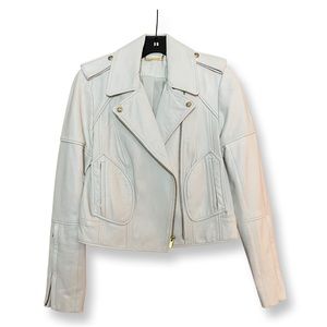 DIANE Von FURSTENBERG white leather jacket, sz 2